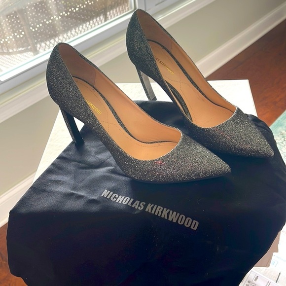 Nicholas Kirkwood silver sparkle heels sz 37.5 - Picture 2 of 10